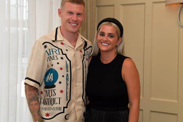 International footballer James McClean and his wife Erin pictured at a celebration for winning his 100th cap for Ireland held in Bishops Gate Hotel on Tuesday evening.  Photo: George Sweeney. DER2325GS – 038