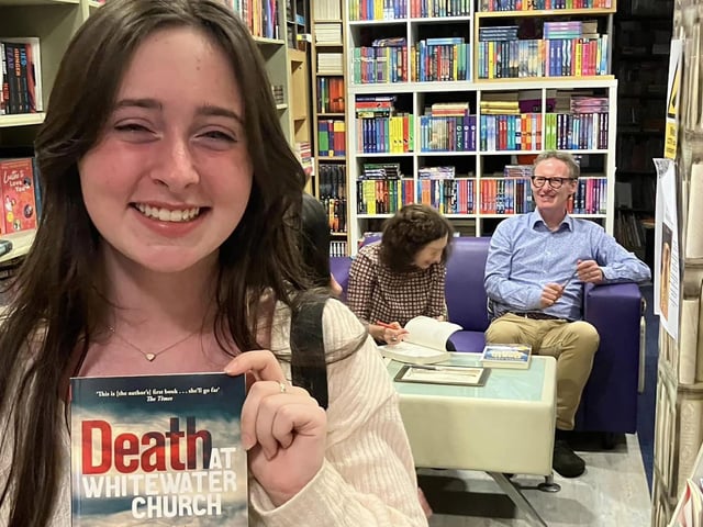 Aisha Boyle queuing to get her book signed.