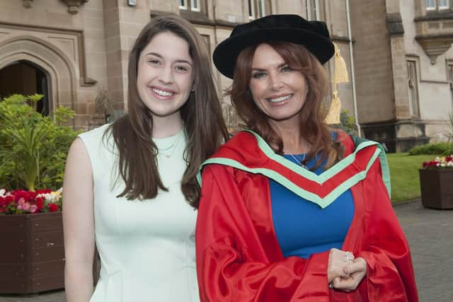 Roma Downey and her daughter Reilly Anspaugh during a visit to Derry to pick up an honorary degree of Doctor of Fine Art (DFA) at Magee in 2014.