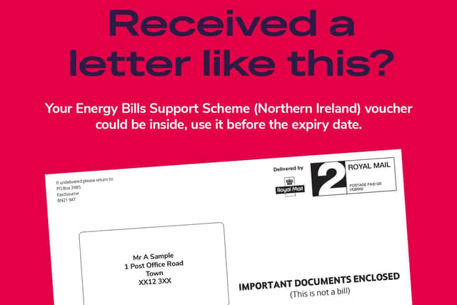 All vouchers will be sent in this envelope. Any other communications received by email, call, text or other route, claiming to be an energy voucher, should be ignored.