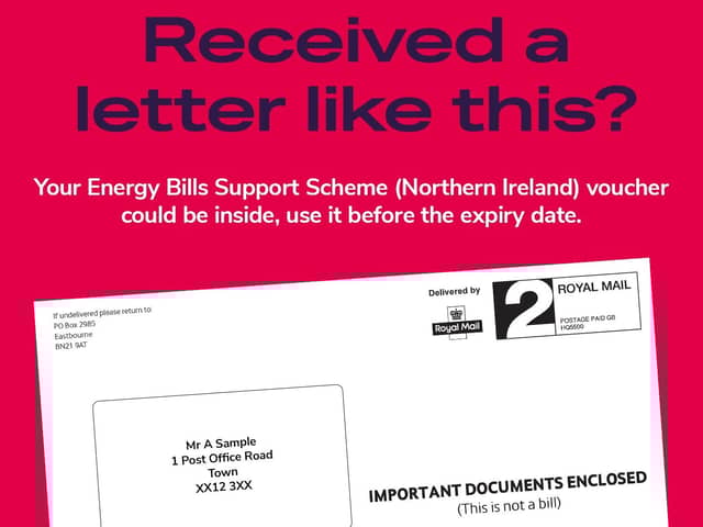 All vouchers will be sent in this envelope. Any other communications received by email, call, text or other route, claiming to be an energy voucher, should be ignored.