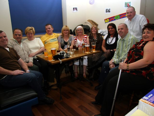 James, Tom, Annie, Joe, Sharon, birthday girl Marie, Marie, Julie, Brendan, John and Rose enjoy the birthday party 0007JML : Parties and nights out in March 2006