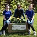 Year 8 students Freya Curran, Olivia Doherty and Kadie Daly take a break for a photo.