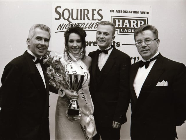The finalists of the 1995 Miss Derry competition pictured at the final in Squires Nightclub.