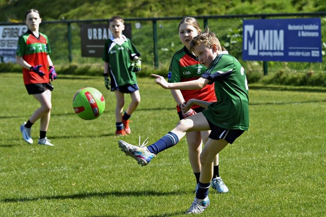 Good Shepherd PS against Chapel Road PS at the Cumann na mBunscol City Championship qualifiers held in Pairc Na Piarsaigh. Photo: George Sweeney