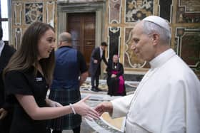 Cara McLaughlin meeting Pope Leo.