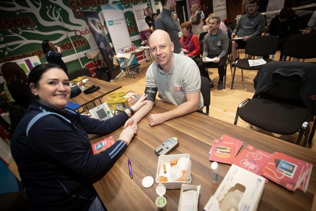 Practising what he preaches is George McGowan, Project Director, Old Library Trust as he gets a blood pressure check from Bogside and Brandywell Health Forum's Aisling Hutton on Tuesday night.