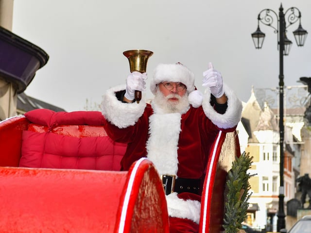 Santa arrives at the Richmond Shopping Centre on Saturday morning. Photo: George Sweeney