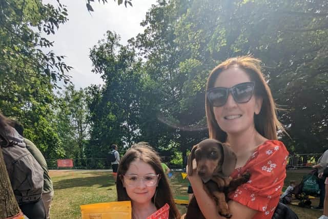 Ava and her mum Sharon, with her puppy Arlo