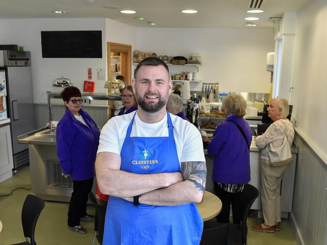 Pat Kennedy, proprietor, of the Cloisters Café based in Aras Cholmcille in the grounds of St Columbas Long Tower Church. Photo: George Sweeney