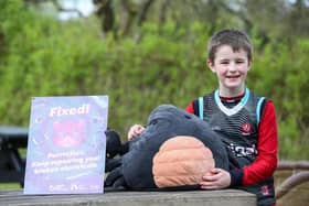 Ferdia Durkan from Strathfoyle with his mended Squishmallow.
