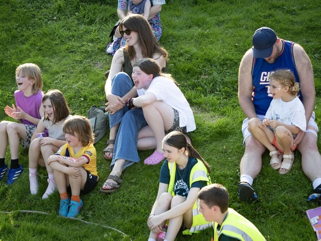 Family fun and laughter with Feile '25's Greatest Show and Tumble Circus on Tuesday evening at a sunny Abercorn Park, Derry. (Photos: Jim McCafferty Photography) : .