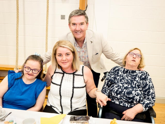 Daniel O'Donnell with guests at the Afternoon Tea with Daniel O'Donnell on Sunday in St Mary's College, Derry, in conjunction with St Eugene's Cathedral. Picture: Stephen Latimer.