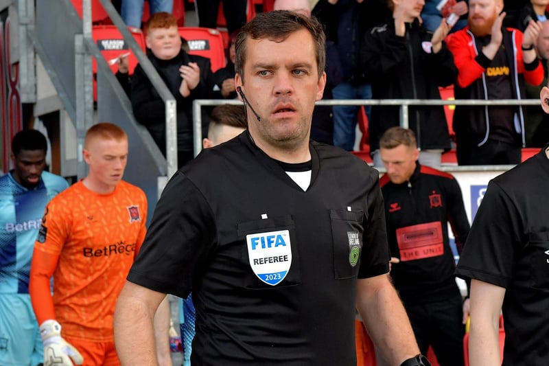 FIFA referee Robert Harvey was in charge for the Derry City game against Dundalk, at Brandywell Stadium, on Monday evening. Photo: George Sweeney.  DER2320GS – 45 