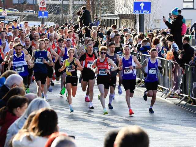 Runners get to a great start in the Bentley Group Walled City 10 Mile race, Ebrington Square on Saturday. (Photo - Tom Heaney, nwpresspics)