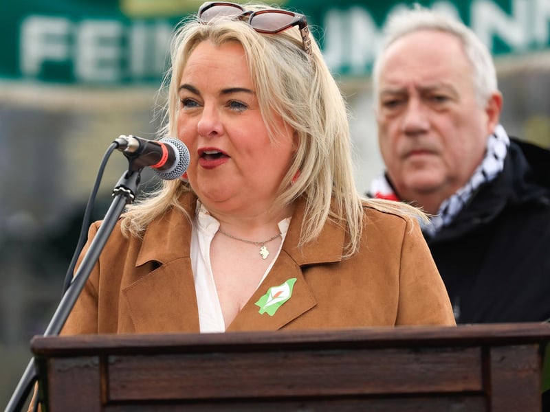 Colr. Sandra Duffy speaking at the Easter Sunday Commemoration held in the Republican plot in the City Cemetery. (Photo - Tom Heaney, nwpresspics)