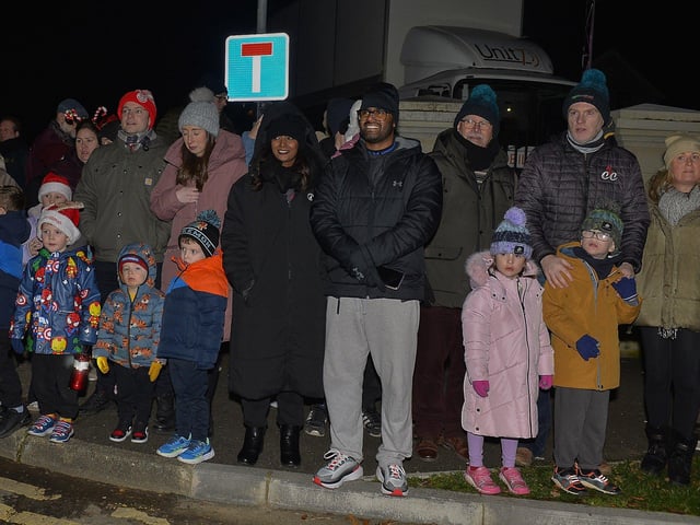Families gather for the Elf Parade at the Community Hub on Friday night. Photo: George Sweeney