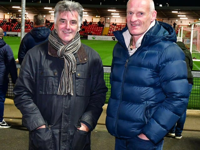 Former Derry City title winning manager Felix Healy and midfielder Paul Hegarty pictured at the Brandywell.