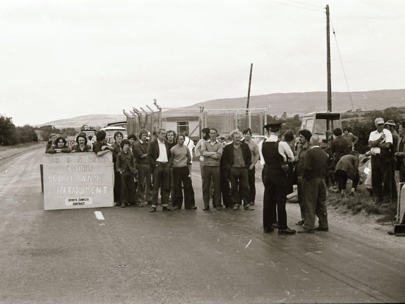 Buncrana Road: Complex workers protest at Army harassment.