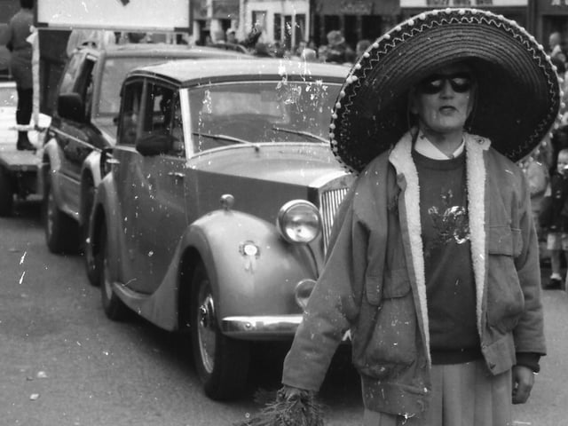 A participant in the St. Patrick's Day parade in Buncrana in 1998.