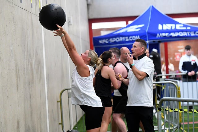 Competitor in the Hyrox Fitness Challenge held at Sean Dolans GAC on Saturday. Photograph: George Sweeney