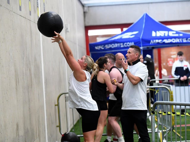 Competitor in the Hyrox Fitness Challenge held at Sean Dolans GAC on Saturday. Photograph: George Sweeney