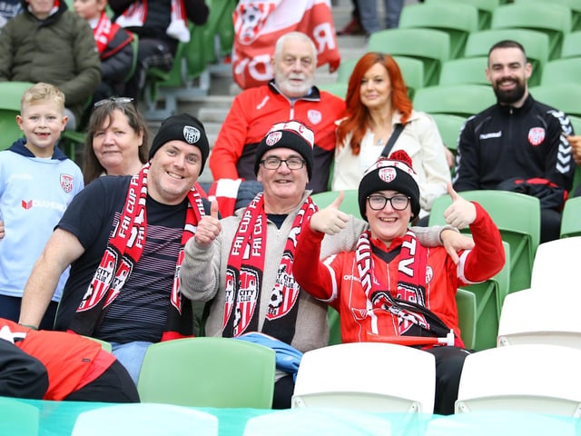 It's a thumbs up from these happy Derry City fans.