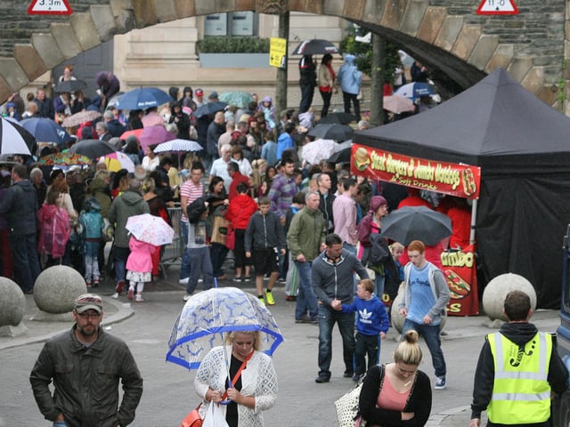 A view of Magazine Gate from the walls during Sunday's opening of the Fleadh in Guildhall Square. DER3313JM021