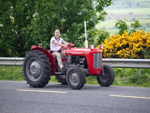 Barry Orr at the Allen Wylie Memorial Tractor Run from Letterkenny to Newtoncunningham on Saturday last held to raise funds for the Good & New Cancer Bus. Photo Clive Wasson