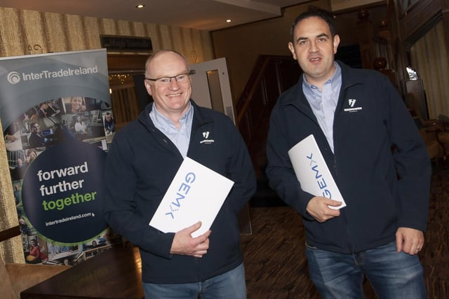 Peter McGonagle, Quality Manager and Henry McKinney, Operations Manager, Inishowen Engineering, Buncrana, pictured at Tuesday’s GEMX Cross-Border Conference at An Grianan Hotel.