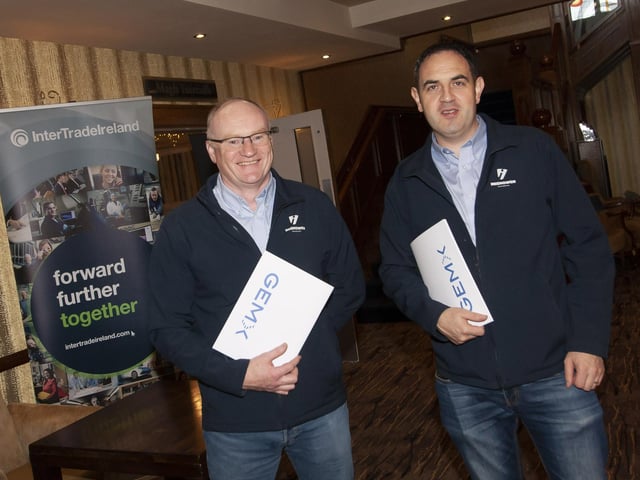 Peter McGonagle, Quality Manager and Henry McKinney, Operations Manager, Inishowen Engineering, Buncrana, pictured at Tuesday’s GEMX Cross-Border Conference at An Grianan Hotel.