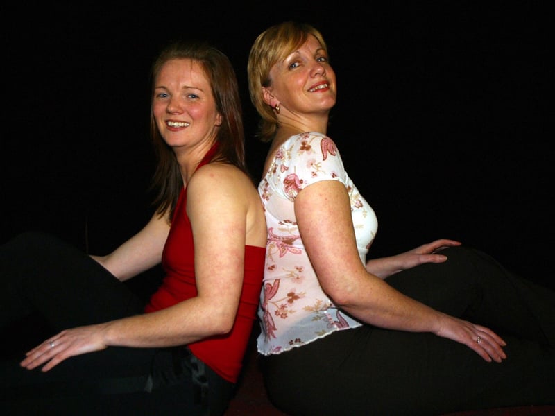 Left to right Martina Hutcheson and Clare Brady, Instructors take a rest at the Sabroso evening in the Nerve Centre in 2004.