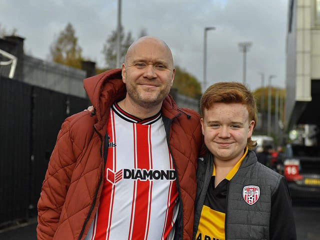Derry City fans at the Brandywell Stadium for the game against Shamrock Rovers. Photograph: George Sweeney