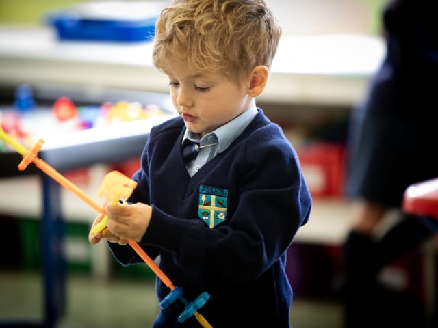 P1 pupil Malachy working on a new design in Mrs. Harkin's class at Hollybush PS this week. (Photos: Jim McCafferty Photography)
