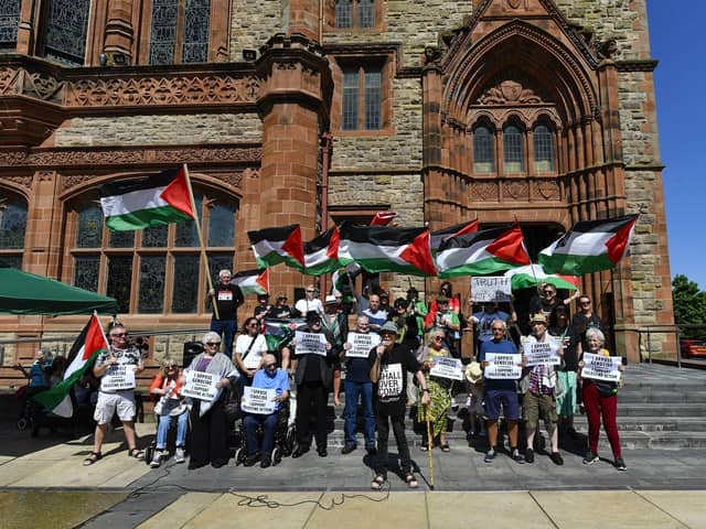 Veteran Civil and Human Rights campaigners pictured at a previous Defend the Right to Protest Rally held in Derry. Photo: George Sweeney