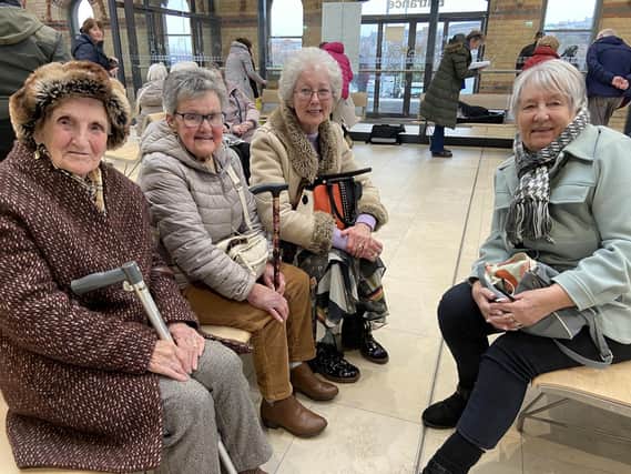 Eglinton ladies waiting to board the Chat-Tea Train from Waterside to Coleraine during a previous event.
