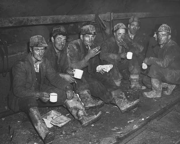 Tunnel workers taking a break from their work on one of the hydro-electric schemes in Scotland in the mid-twentieth century.
(Image courtesy of SSE Renewables).