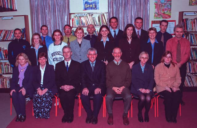 Staff at St Brecan's High School back in 2000.