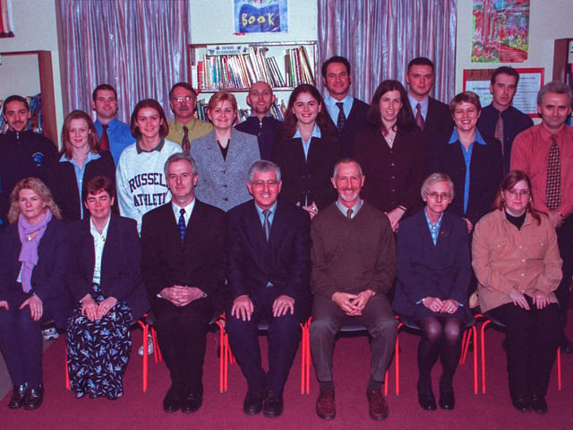 Staff at St Brecan's High School back in 2000.