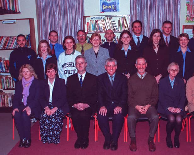 Staff at St Brecan's High School back in 2000.