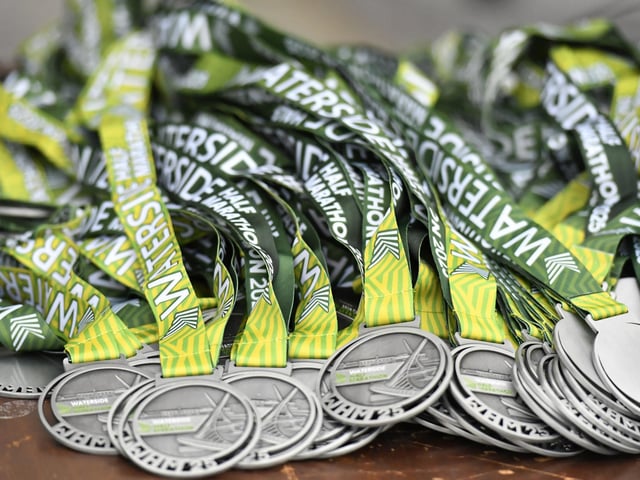 2025 Waterside Half Marathon runners’ medals.  Photo: George Sweeney