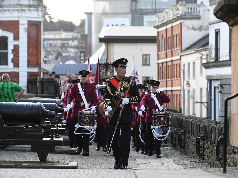 The William King Memorial Band on Derry’s Walls. Photo: George Sweeney