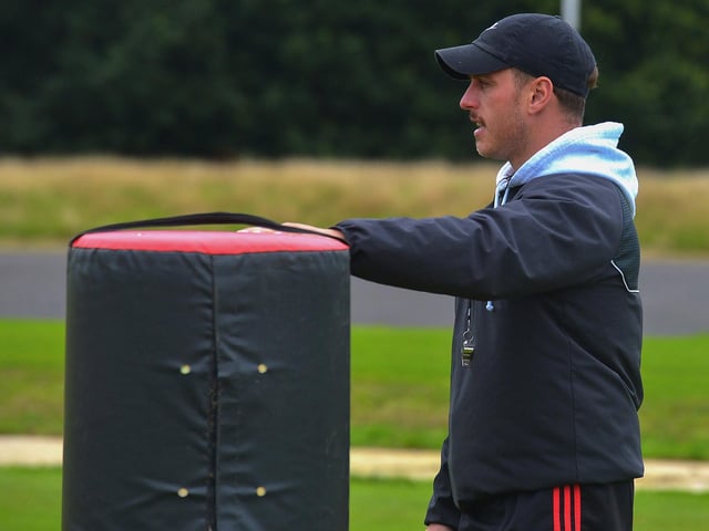 City of Derry senior player CJ Cregan pictured coaching at the recent City of Derry Youth Rugby Summer Camp. Photo: George Sweeney. DER2331GS – 61