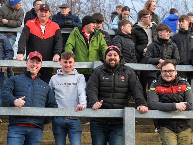 Fans in Celtic Park for the Derry v Monaghan game on Saturday. Photo: George Sweeney