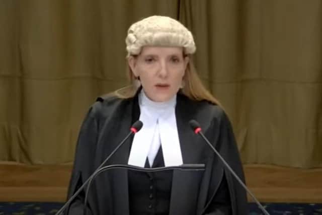 Blinne Ní Ghrálaigh addressing the International Court of Justice in the Hague.
