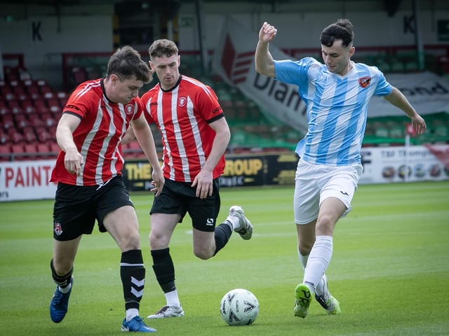 Action from Saturday's SmartPAYni D&D Jimbo Crossan Cup final at Brandywell between Tristar and Phoenix Athletic. (Photos: Jim McCafferty Photography)