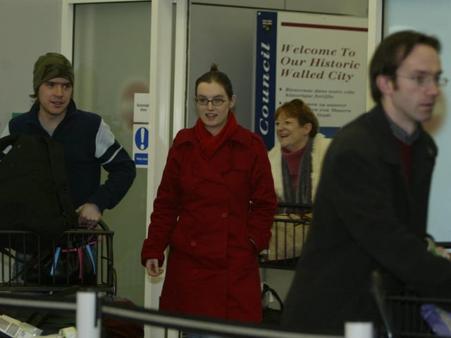 Passengers from the North West arriving at City of Derry Airport from Manchester yesterday for the festive break.  (2312JB34)