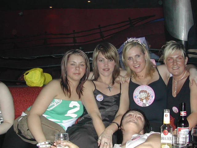 Ann-Marie Cooper (second from right) celebrating her hen party with Bronagh Cooper, Carolann McBrearty and Roisin Walsh.