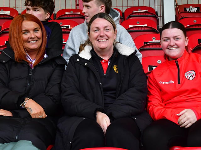 Derry City supporters spot our cameraman at the game.