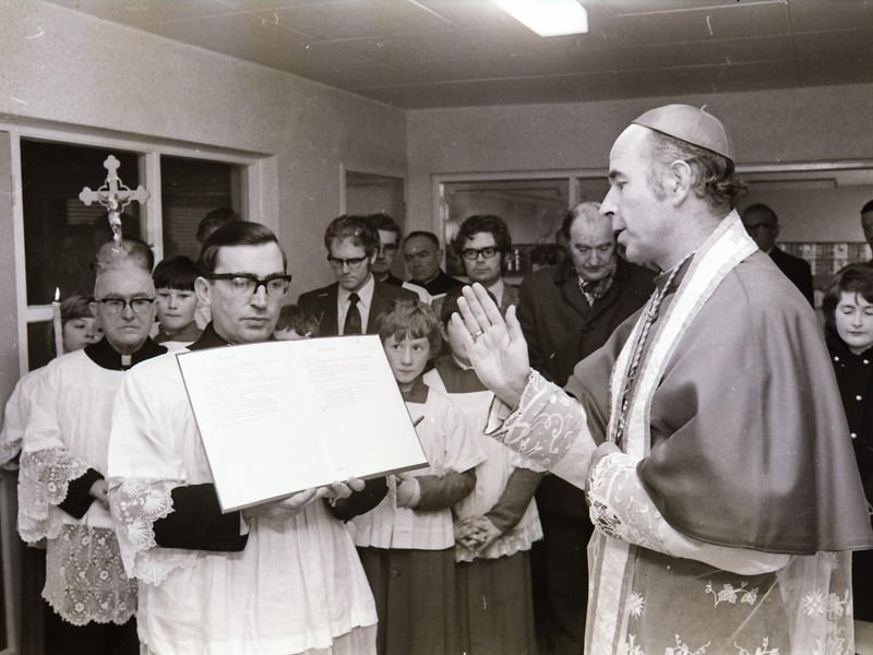 During December 1974 Bishop of Derry, Dr Edward Daly opened the Scoil Naomh Bhride in Moville, the new temporary St Brigid's Church in Carnhill and the new temporary Church of our Lady of Lourdes in Shantallow.